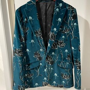 Floral Velour Teal Blazer by Ted Baker